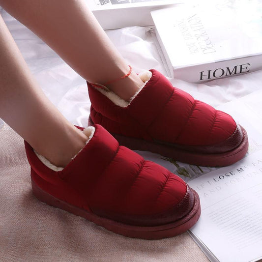 Winter Non-slip Waterproof Bag with Cotton Slippers Indoor and Outdoor Home Thick-soled Plush Warm Couple Cotton Shoes