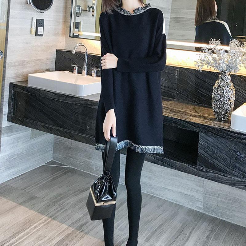 Autumn and Winter Knitted Dress Mid-length Loose Bottoming Shirt Fashion Simple Women's Sweater Skirt