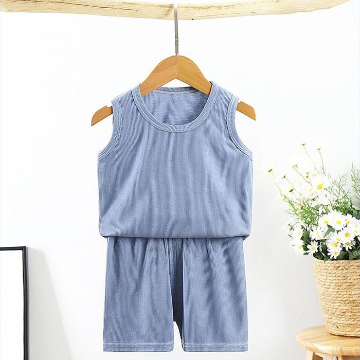 Children's Pajamas Summer Thin Boy's Cotton Sleeveless Vest Shorts Set Baby's Air Conditioning Clothing Girls' Home Clothes