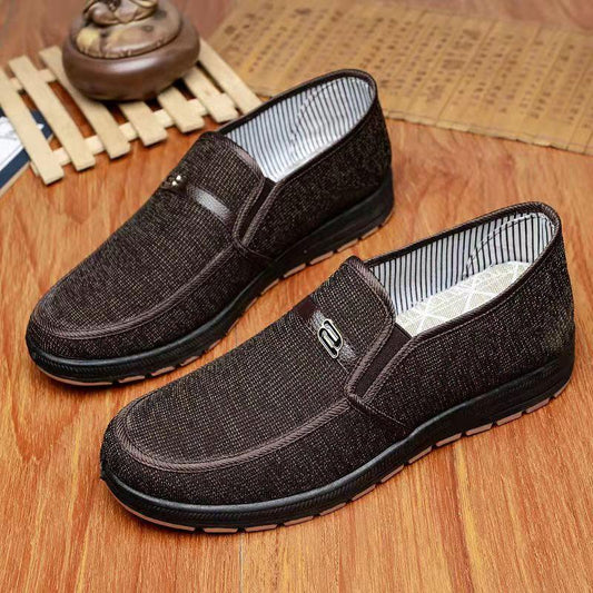 Tendon Bottom Old Beijing Cloth Shoes Men's Spring and Autumn Canvas Shoes Flat Non-slip Elderly Shoes Soft Bottom Middle-aged and Elderly Dad Shoes