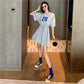 T-shirt Dress Mid-length Women's Summer Waist Waist Was Thinner Drawstring Loose Leisure Sports Style Short Dress