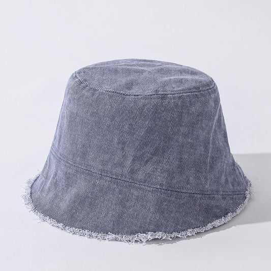 Casual Bucket Hat Personality Edging Washed Denim Female Korean Fashion All-match Sun Hat