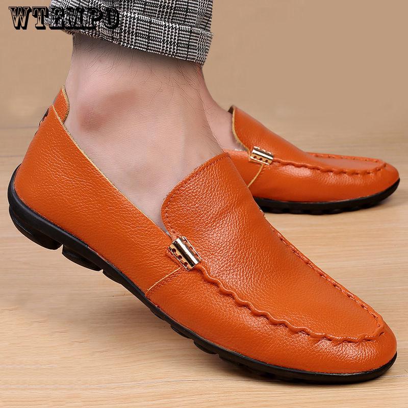 Men Casual Shoes Summer Leather Men Loafers Moccasins Slip On Mens Flats Breathable Shoes