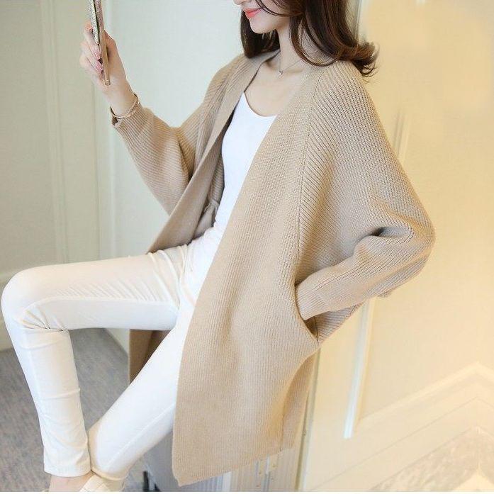 Autumn Winter Women Long Sleeve Loose Knitting Cardigan Sweater Women Knitted Cardigan Pull Femme