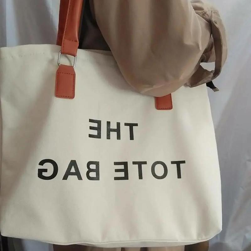 1Pcs Women Canvas Bags Travel Casual Large Daily Shoulder Tote Shopper Handbag Simple Hobo Bags Zipper Closure