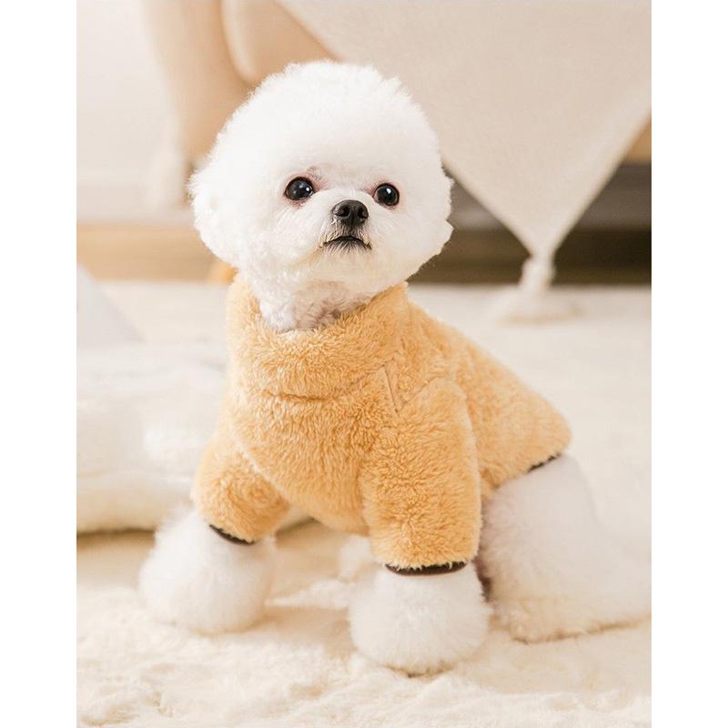 Pocket Zipper Teddy Autumn and Winter Fleece Warm Dog Clothes Bichon Hiromi Small Puppies Pet Supplies Solid 2 Legs Pet Dogs Cats Outfit Pet Clothing