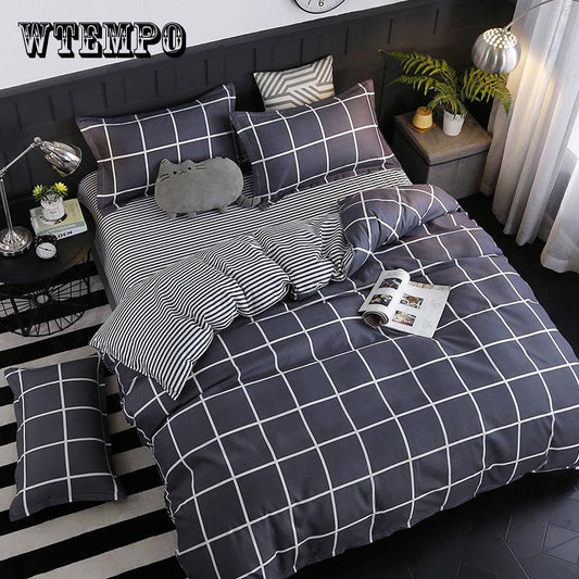 Casual Lattice 4Pcs Bedding Set Twin Full Queen King Size Bedroom Set Bedclothes Set