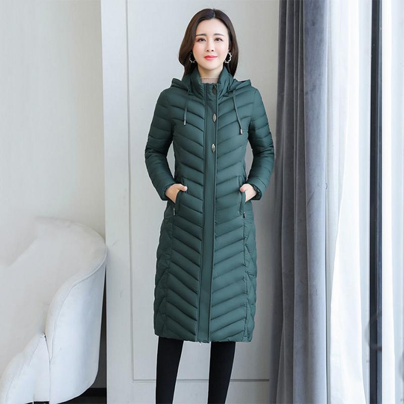 Women's Mid-length Down Jacket Winter Korean Loose Cotton Clothes Casual Hooded Padded Jacket Quilted Jacket