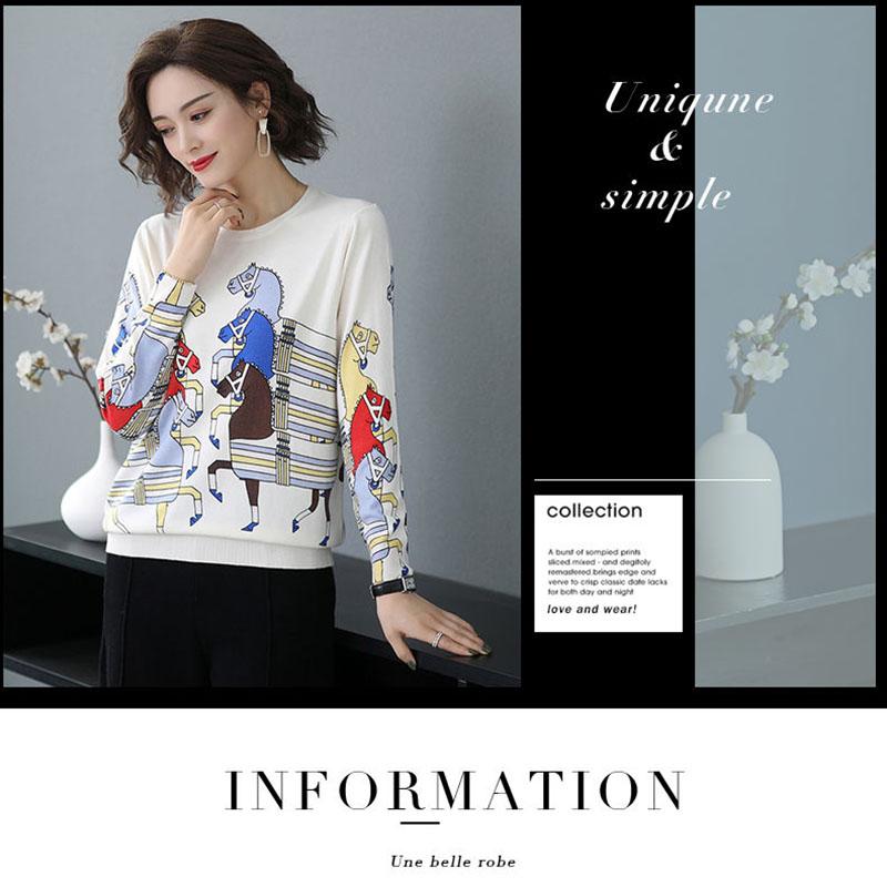 Autumn Winter Plus Size Printed Sweater Women's High-end Cashmere Sweater Fashion Pullover Jumper Bottoming or Outwear