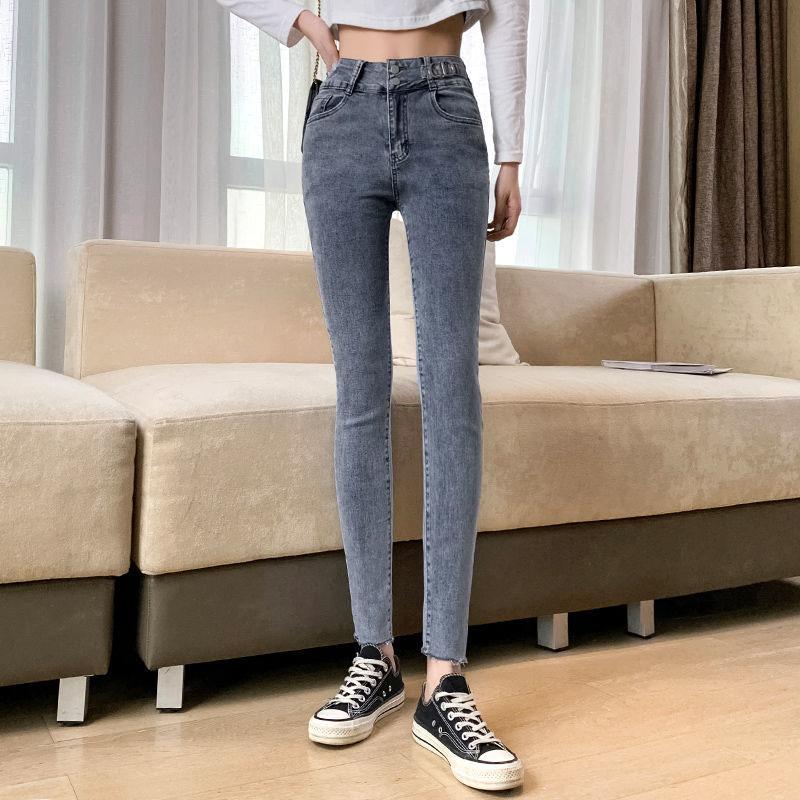 Women High Waist  Jeans  Thin Pencil Pants  Denim Stretch  Slim Female Trousers Spring Autumn