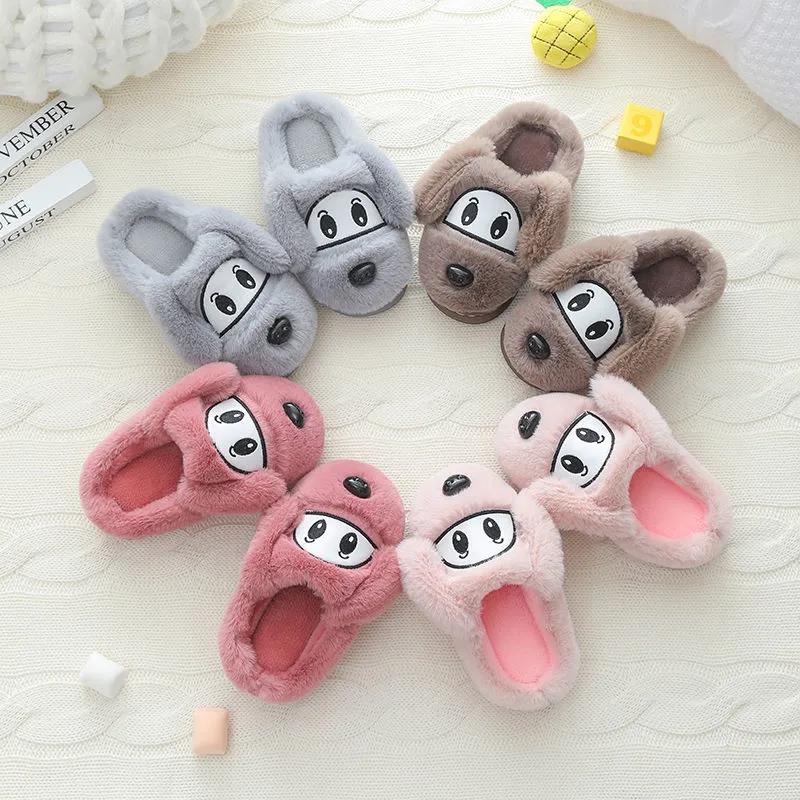 Children's Cotton Slippers Cute Cartoon Thick Warm Shoes Boys and Girls Home Fur Slippers