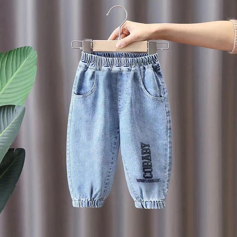 Kids' Pants Summer Jeans Korean Embroidery Print Letter Loose Boys' and Girls' Jeans Pants Pants Casual Pants