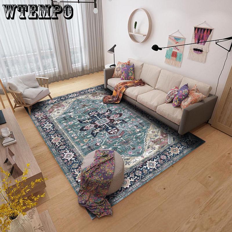 Large Area Rugs Persian Style National Printed Carpets for Living Room Bedroom Anti-Slip Floor Mat