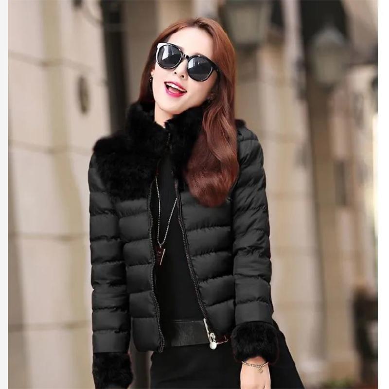 Women's Rabbit Fur Down Padded Jacket Short Cotton Down Jacket Winter All-match Warm Jacket Small Padded Jacket Women