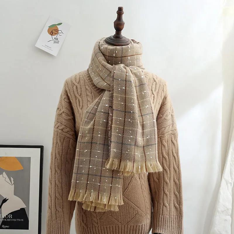 Winter Imitation Cashmere Scarf Korean Fashion Fringed Plaid Scarf Women's Dual-use Lengthened Thick Shawl Scarf