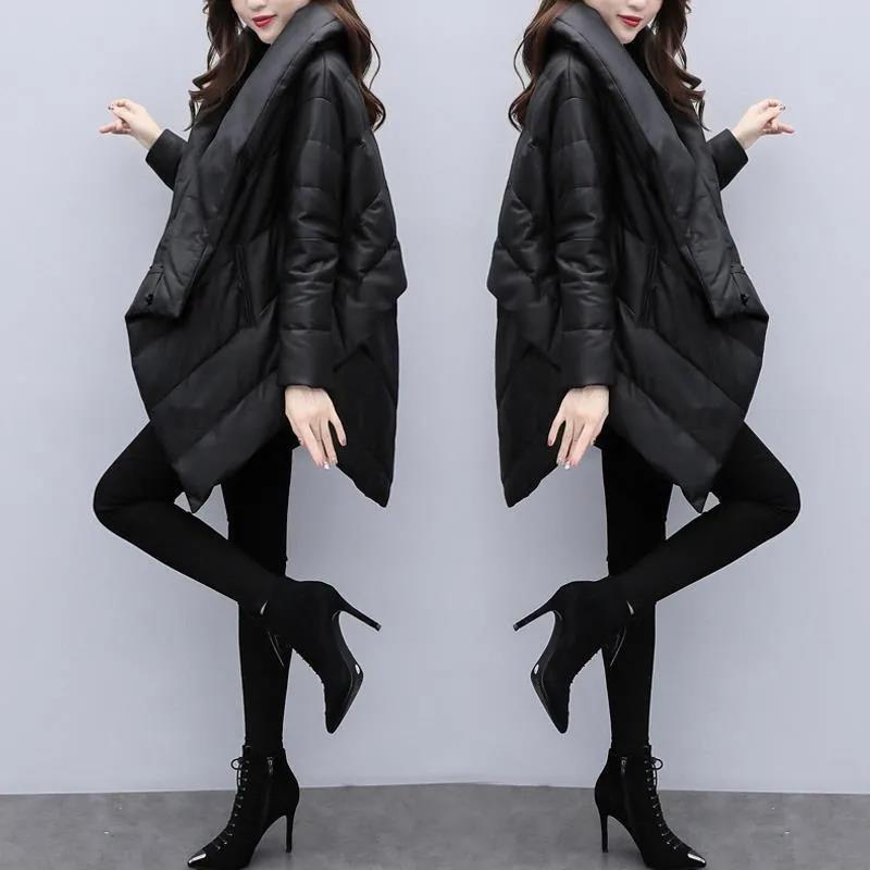 Women's Solid Color Down Jacket Mid-length Down Jacket Winter Korean Style Loose Coat Warm Stand-collar Down Jacket Quilted Jacket