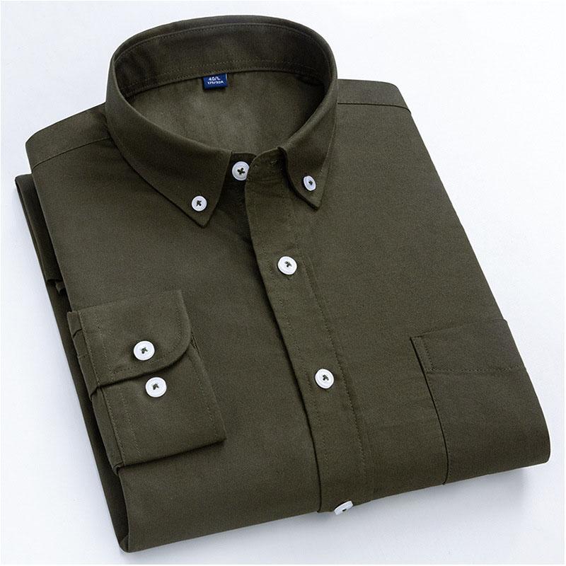 Cotton T-shirts Solid Male Shirt Stretch Cardigan Long Sleeve Top Button Down Shirts Casual Men Clothing