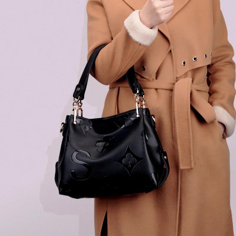 Soft Surface Genuine Leather Women Handbag Crossbody Bags Cowhide Bag High Capacity Adjustable Shoulder Straps