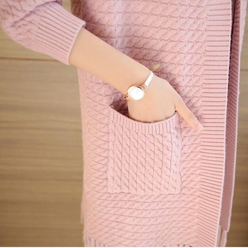 Autumn and Winter Casual Coat Mid-length Long-sleeved Cardigan Loose Knit Sweater