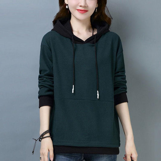 Long sleeve warm hooded Top Spring and autumn sweater cotton women Sweatshirt wild large size