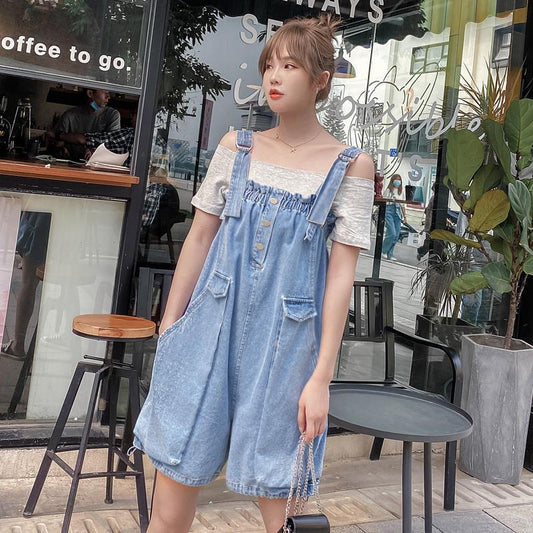 WTEMPO Summer Denim Jumpsuit Woman Jeans Long Romper Pants Zipper Pockets Sleeveless Adjusted Overalls Jeans