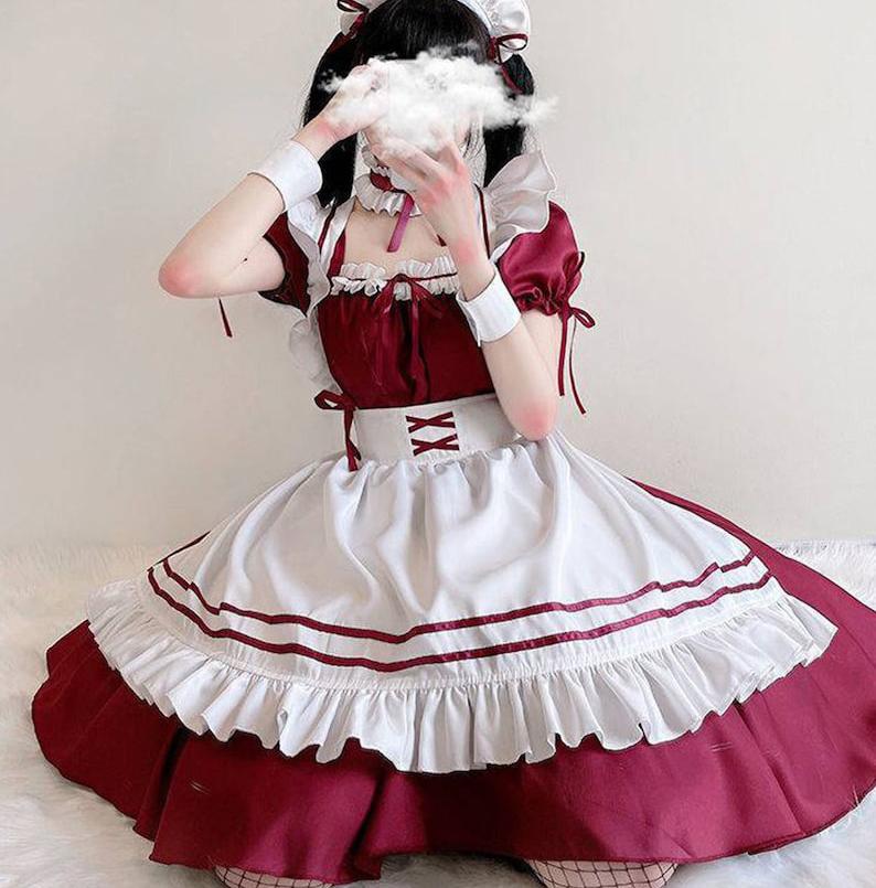 Sexy Cosplay Maid Costume Anime Women French Maid Outfit Dress Schoolgirl Lolitafashion Dress Uniform Sexy Plus Size Cosplay Princess Gowns