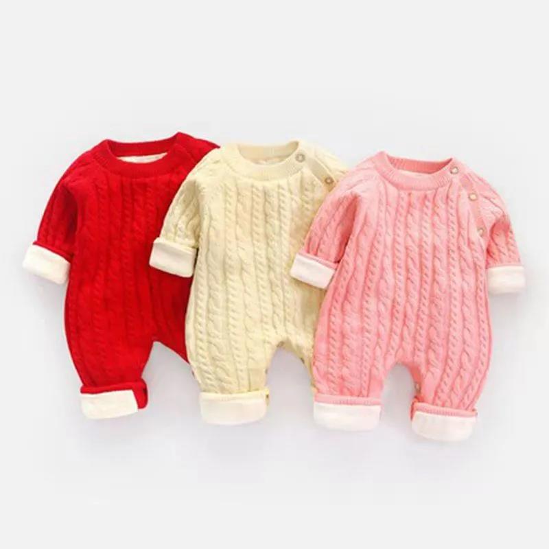 Baby One-piece Clothes Spring Autumn Winter Baby Ha Clothes Newborn Full Moon Climbing Clothes 0-36 Infant Plush Warm Clothes