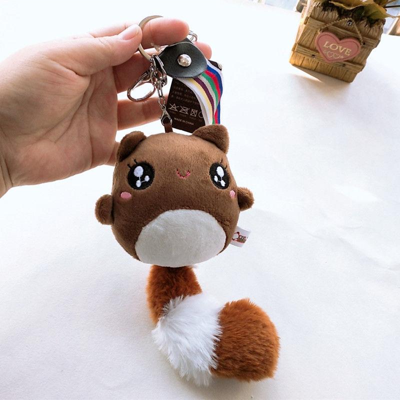 Creative Small Plush Bear Cute Little Schoolbag Pendant Lovely Long Tail Plush Doll Children's Gift Plush Toy Car Key Ring