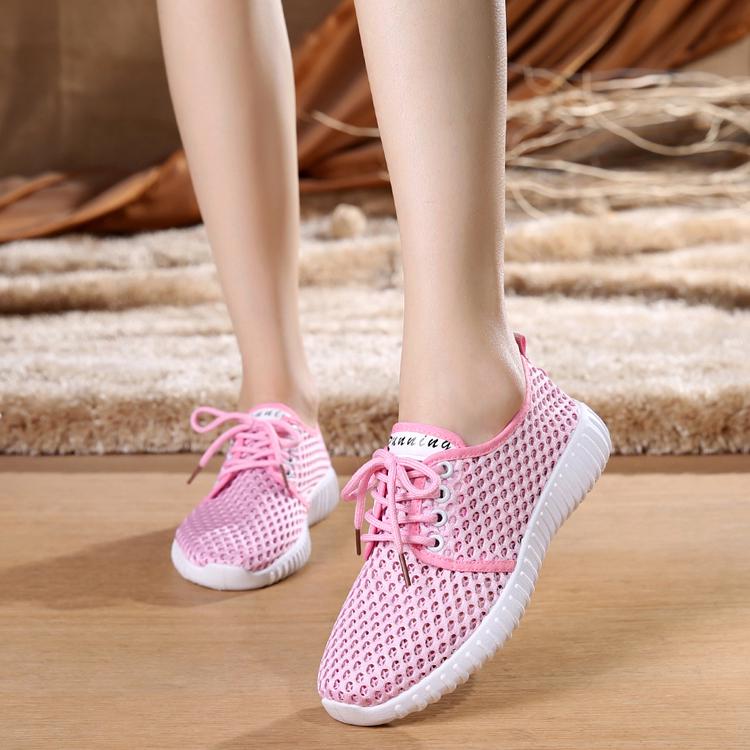 Flat Bottom Mesh Shoes Women's Lace-up Running Shoes Summer Breathable Mesh Shoes