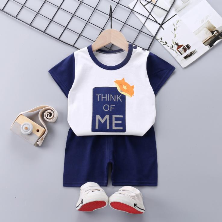 Children's Short Sleeve Suit Korean Style Boys and Girls Set Printing T-shirt + Shorts Two Piece Set