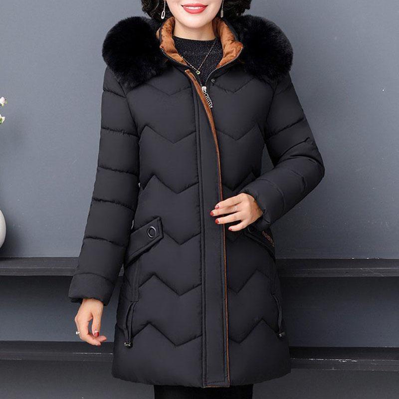 Winter Jacket Middle-aged and Elderly Cotton-padded Jacket Women's Down Cotton-padded Jacket Large Size Mid-length Thick Warm Cotton Jacket