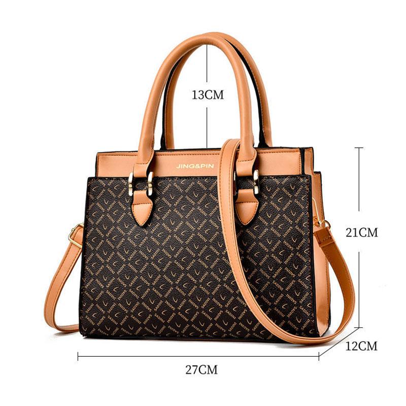 Personality Vintage Print PU Leather Handbags for Women Bags Luxury Top-Handle Bags Large Capacity Crossbody Bag