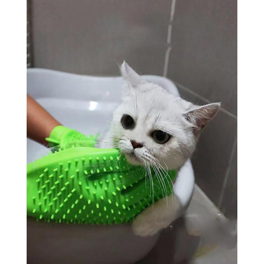 Silicone Cat Gloves Hair Removal Cleaning Cat Comb Glove Pet Cats Grooming Accessories Bath Gloves Massage Matted Hair Cleaner Antibite Brush Gloves