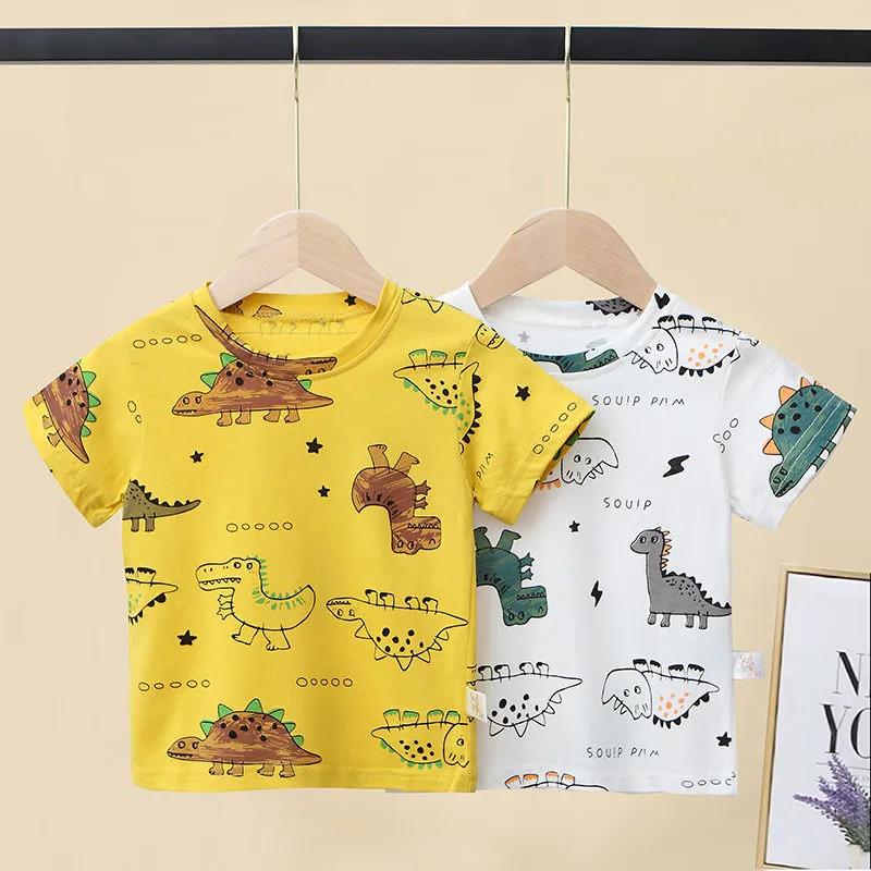 Little Boy Summer T-shirt Baby Short-sleeved Summer Children's Clothing Cotton Top Dinosaur Korean Tops