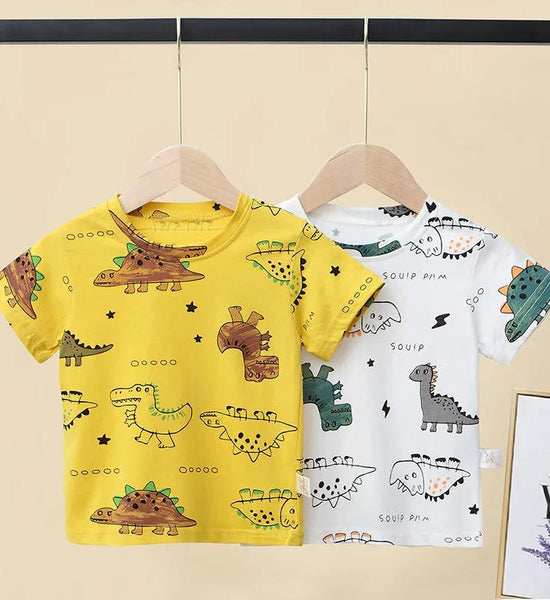 Little Boy Summer T-shirt Baby Short-sleeved Summer Children's Clothing Cotton Top Dinosaur Korean Tops