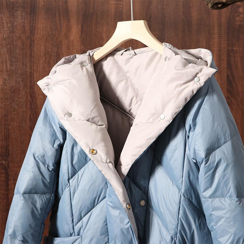 Winter All-match Plus Cotton Thickened Knee Down Jacket Women Mid-length White Duck Down Warm Down Jacket Women's Plus Size