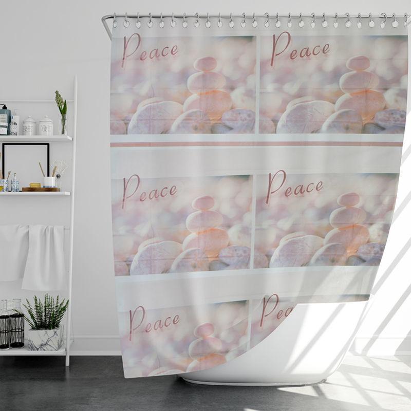 Printed Shower Curtain with Hooks Waterproof and Mildew-proof Sanitary Partition Shower Curtain