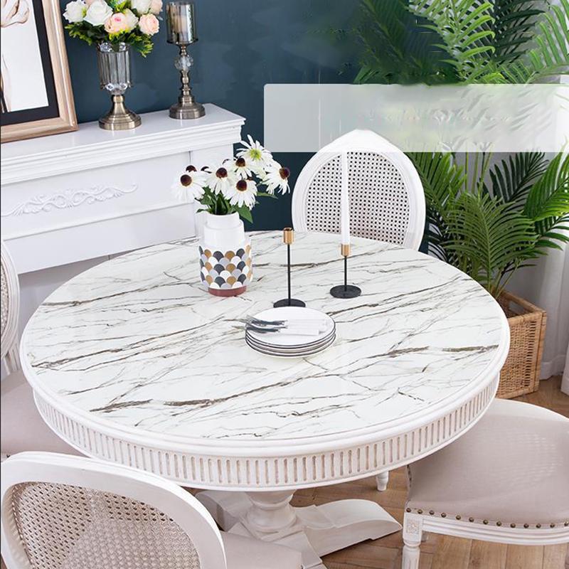 Nordic Opaque Round Table Cloth Waterproof Oil-proof and Scald-proof Disposable Round Table Mat Household Pvc Round Table Mat