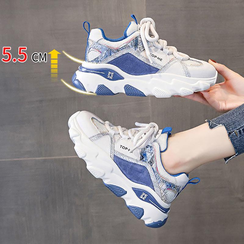 Fashion Women's Height-increasing Shoes Spring and Summer Versatile Platform Sneakers Casual Outdoor Running Breathable Shoes