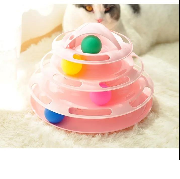 Pet Cat Toy Funny Cat Turntable Cat Supplies Pet Training Amusement Plate Interactive Toys Cat Turntable Intellectual Track Tower Funny Toy