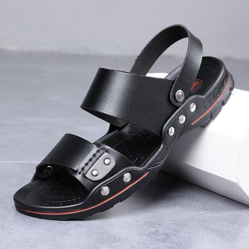 Sandals Beach Shoes Men's Leather Shoes Non-slip Soft Bottom Slippers Summer Men's Shoes Breathable