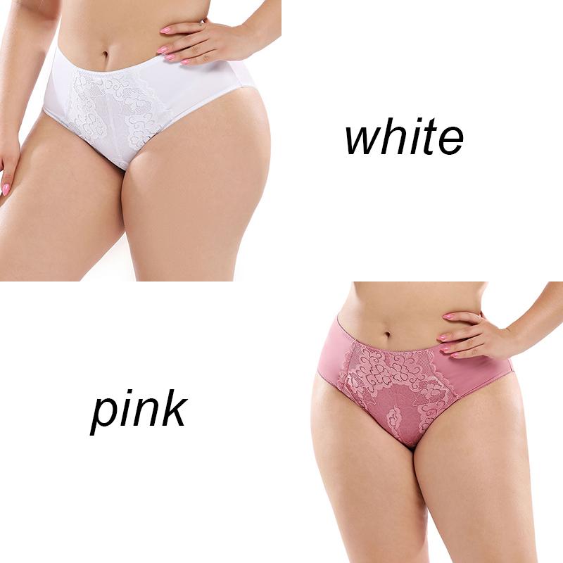 2PCS Plus Size Ladies Panties Sexy High Waist Briefs Fat Ladies Lace Panties L-5XL