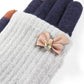 Women's Winter Knitted Touch Screen Gloves Thickened Warm Five-finger Cute Bowknot Woolen Riding All-match Mittens Hand Wrist Warmer