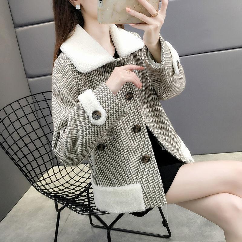 Autumn and Winter Women's Short Woolen Coat Loose and Thin Thick Ferret Coat