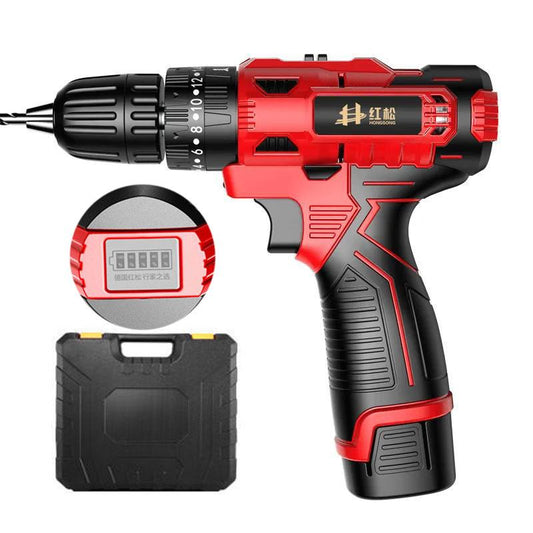 12V Luxury Household Electric Screwdriver Set Digital Display Cordless Electric Drill with Tool Box