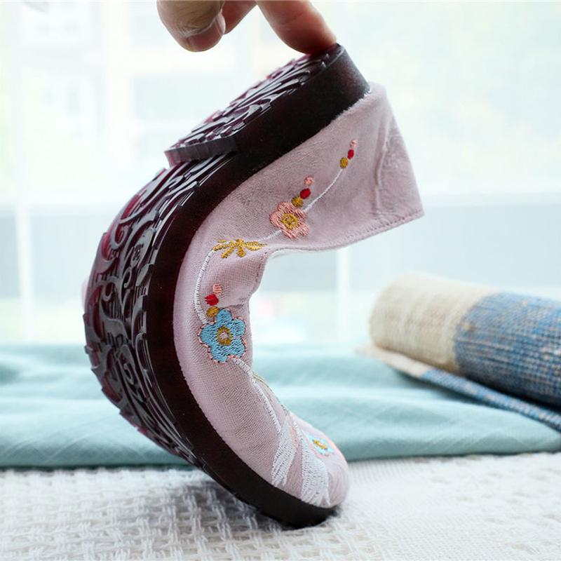 Chinese Style Popular Embroidery Ancient Town Costume Hanfu Shoes Cotton and Linen Canvas Shoes Round Toe Flat Heel Soft Sole