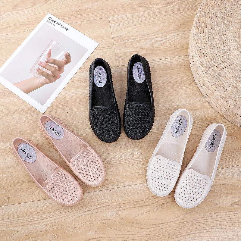 Summer Sandals Female Hollow Baotou Flat Non-slip Nurse Shoes Female Soft Sole Casual Solid Color Breathable Mother Hole Shoes