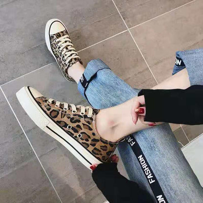 Leopard Canvas Shoes Women Flat Platform Sneakers Women Casual Shoes Woman High Top Tenis Mujer Casual