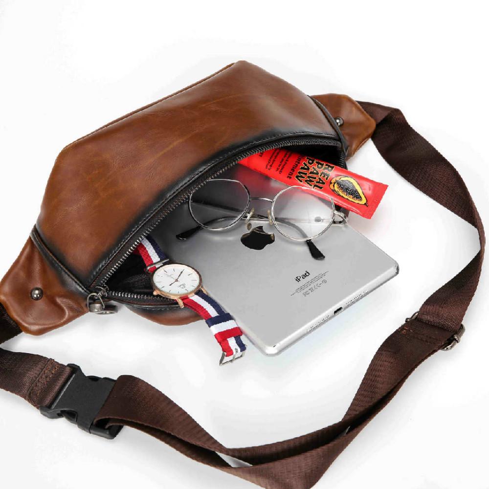 Waist Bag Men Portable Large Capacity Brown Mobile Phone Bag Chest Bag Outdoor Sports Shoulder Bag