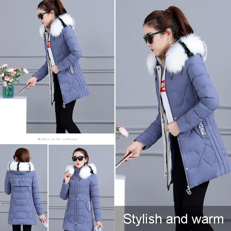 Autumn and Winter Seasons Waist and Show Figure Down Padded Jacket Women's Mid-length Thick Coat Slim and Fashionable